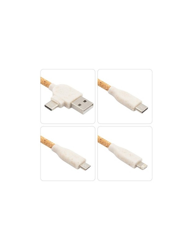 Câble de charge en liège B'RIGHT, élément en bambou, porte-clés | Antez