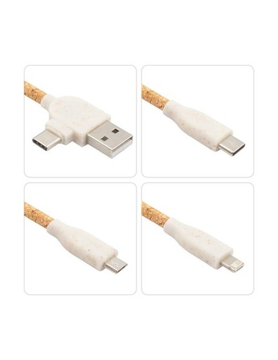 Câble de charge en liège B'RIGHT, élément en bambou, porte-clés | Antez