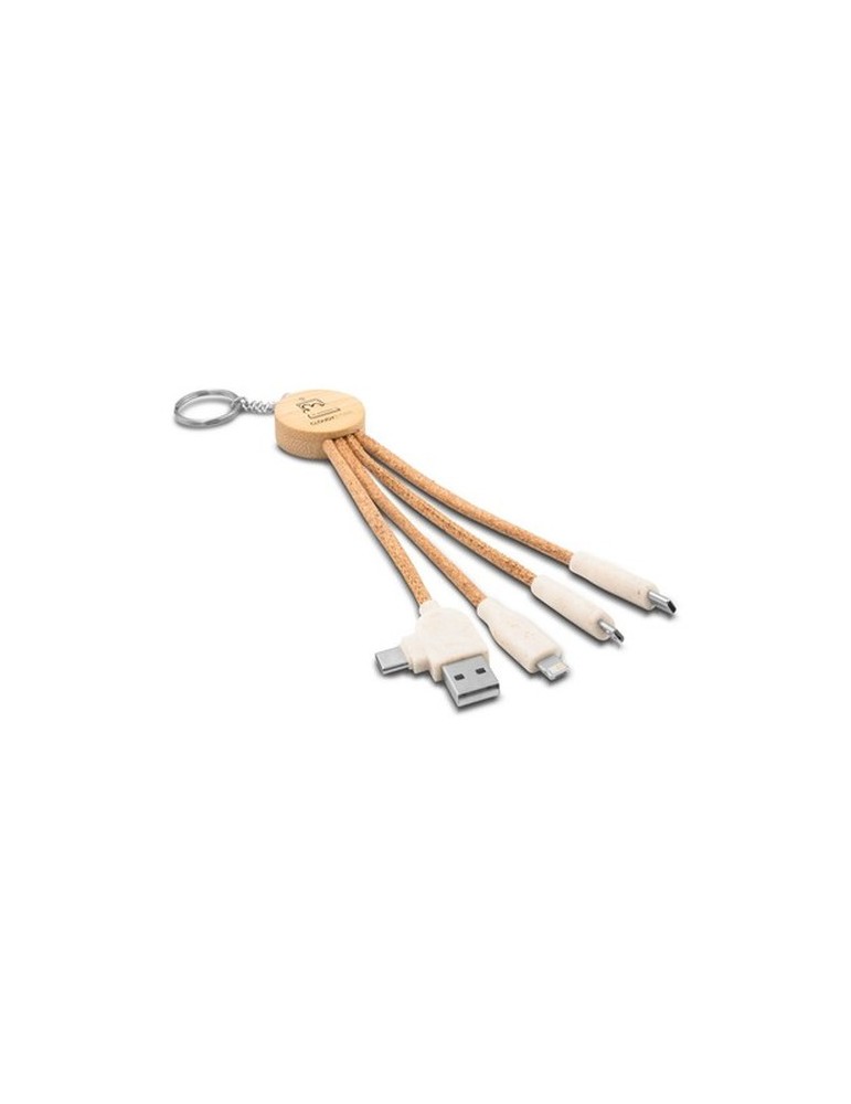 Câble de charge en liège B'RIGHT, élément en bambou, porte-clés | Antez