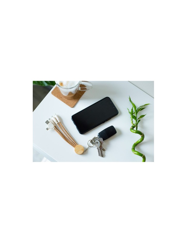Câble de charge en liège B'RIGHT, élément en bambou, porte-clés | Antez