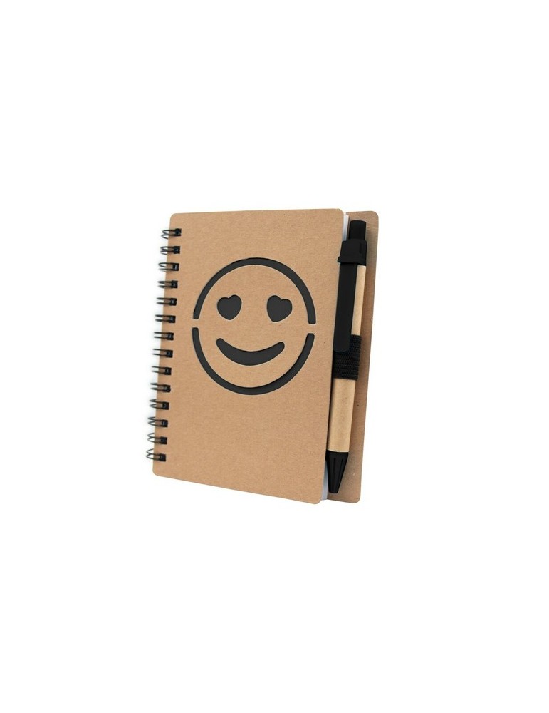 Carnet env. B7 "visage souriant" avec stylo bille | Dylan