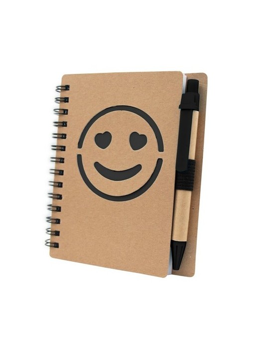 Carnet env. B7 "visage souriant" avec stylo bille | Dylan
