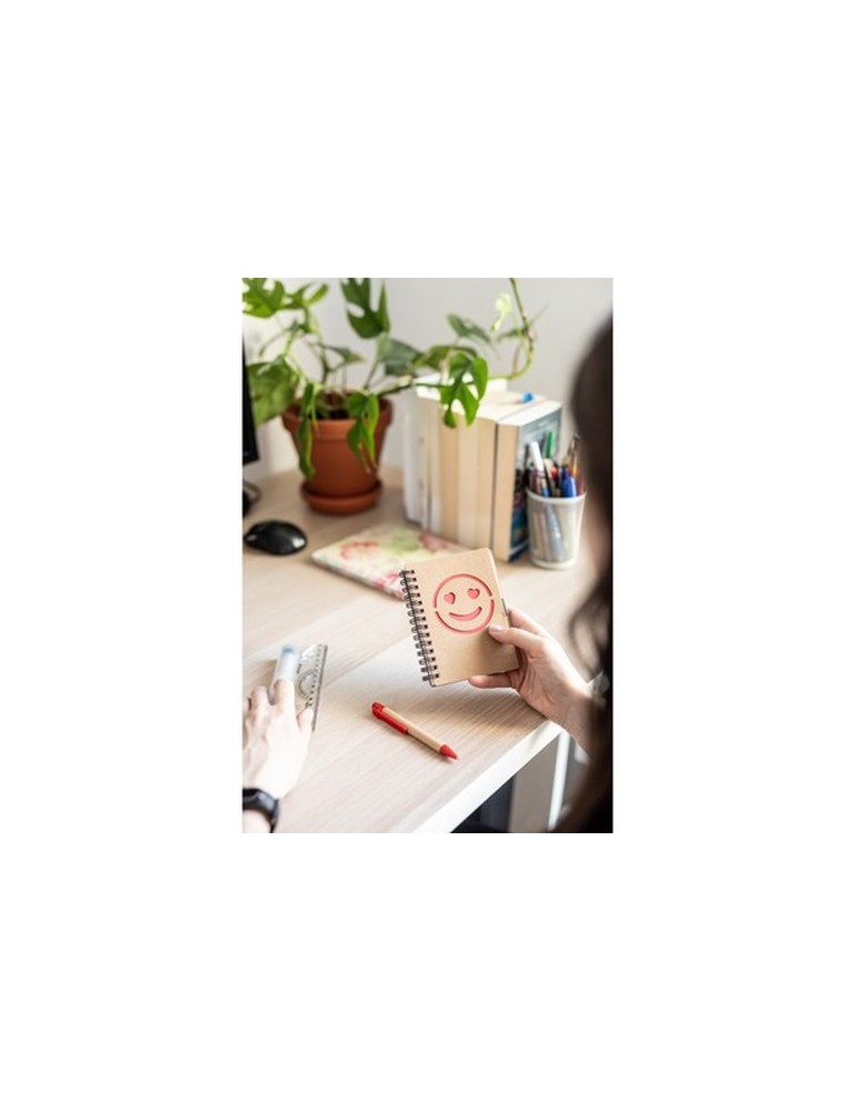 Carnet env. B7 "visage souriant" avec stylo bille | Dylan