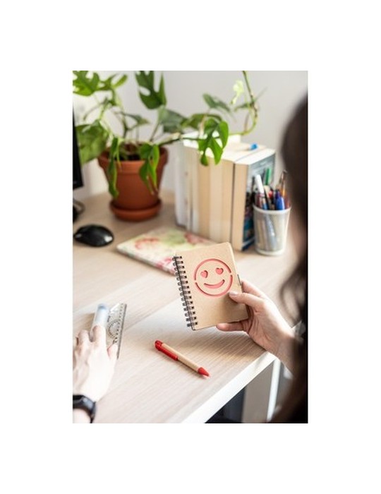 Carnet env. B7 "visage souriant" avec stylo bille | Dylan