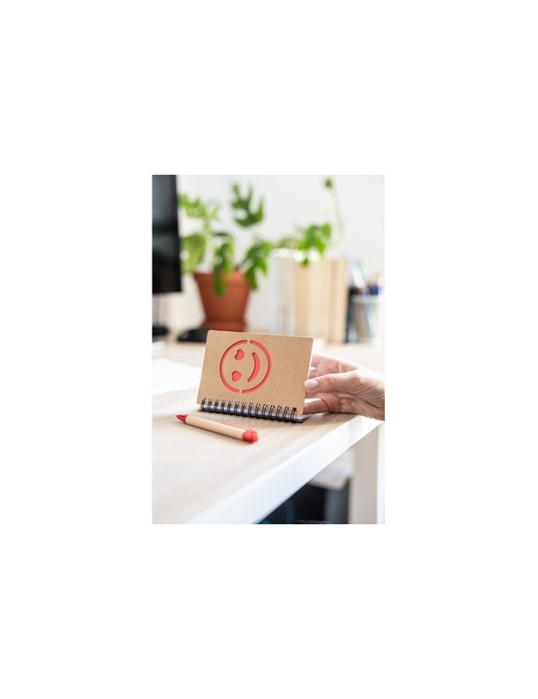 Carnet env. B7 "visage souriant" avec stylo bille | Dylan