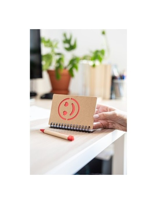 Carnet env. B7 "visage souriant" avec stylo bille | Dylan