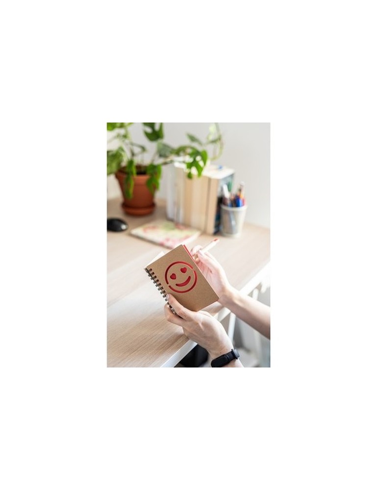 Carnet env. B7 "visage souriant" avec stylo bille | Dylan