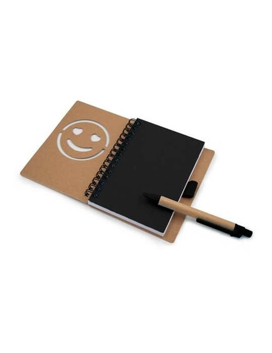 Carnet env. B7 "visage souriant" avec stylo bille | Dylan