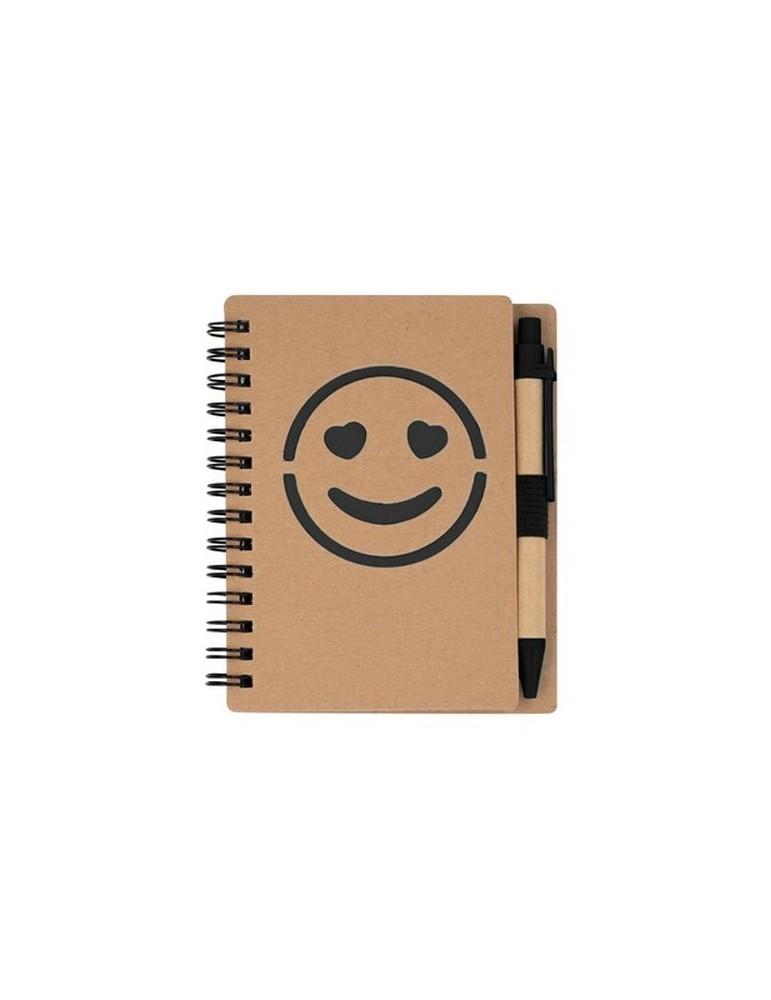 Carnet env. B7 "visage souriant" avec stylo bille | Dylan