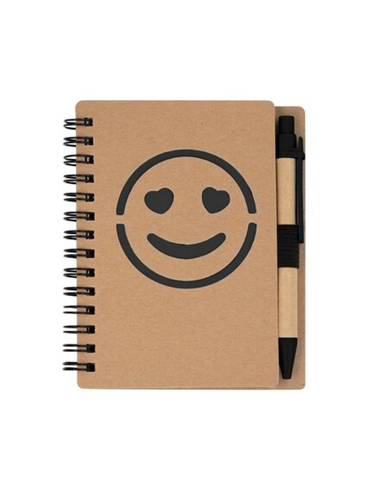 Carnet env. B7 "visage souriant" avec stylo bille | Dylan