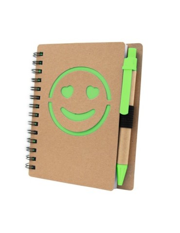 Carnet env. B7 "visage souriant" avec stylo bille | Dylan 2