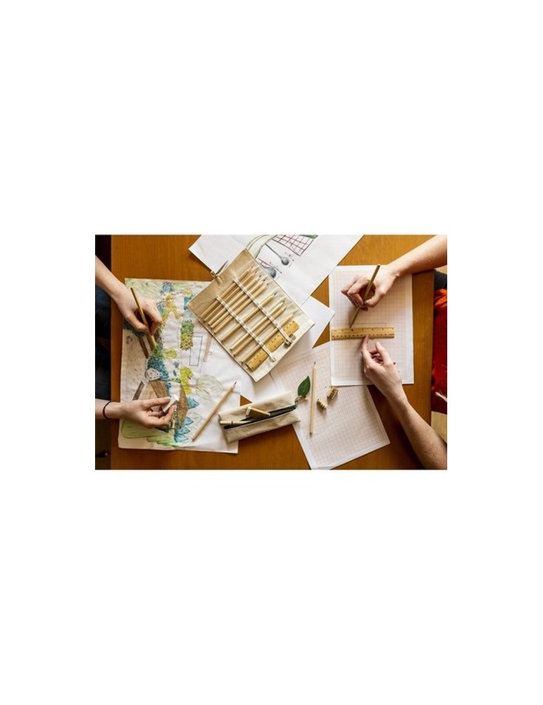 Set scolaire, trousse, crayon, stylo bille, règle, gomme et taille-crayon | Landon