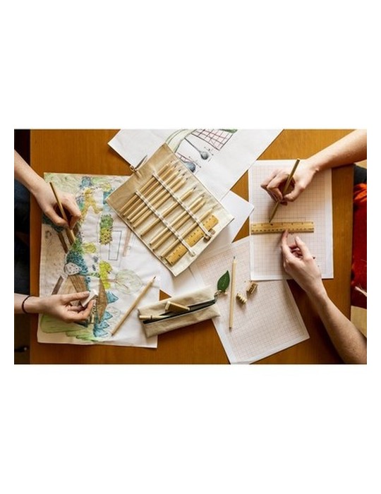 Set scolaire, trousse, crayon, stylo bille, règle, gomme et taille-crayon | Landon