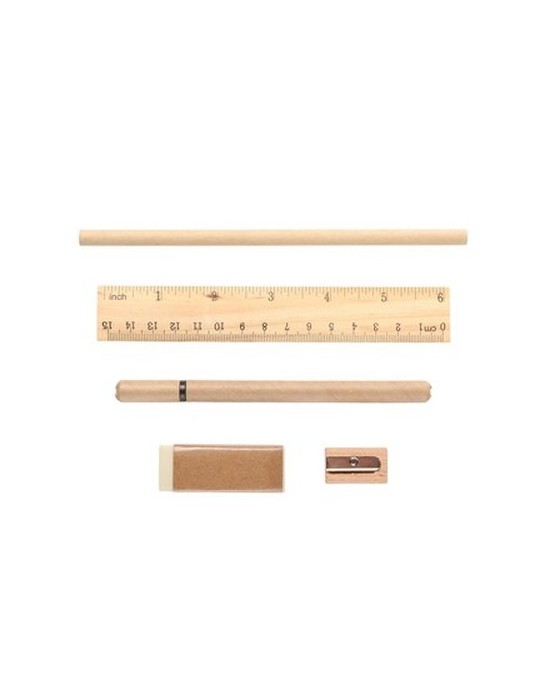 Set scolaire, trousse, crayon, stylo bille, règle, gomme et taille-crayon | Landon