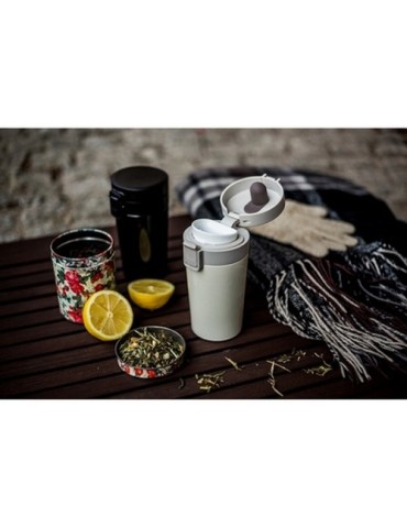 Mug thermique 300 ml avec infuseur | Laura Matières : métal Couleurs : beige 2
