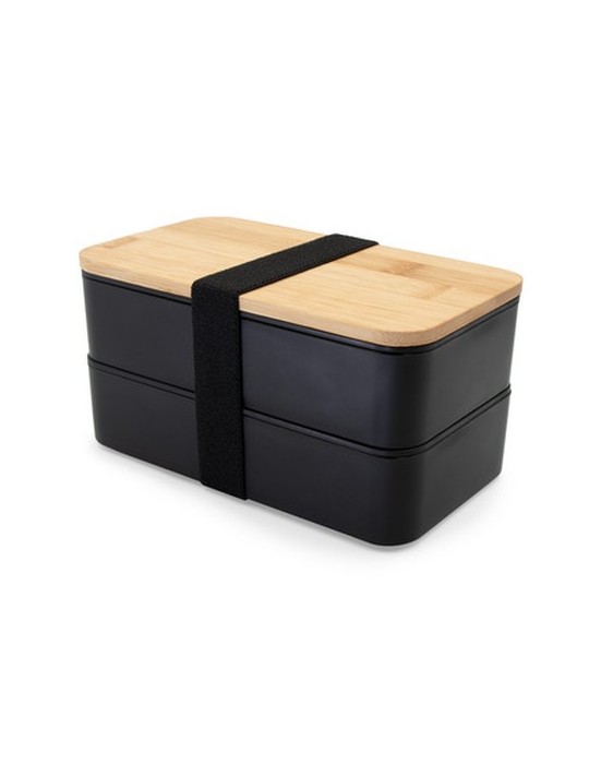 Lunch box 2 en 1, 2x500 ml, couvercle en bambou, couverts | Tijani