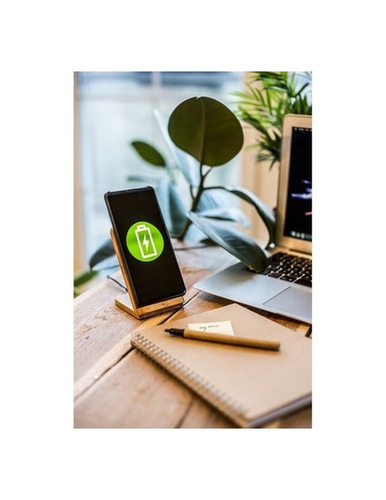 B'RIGHT chargeur sans fil en bambou 10W, support pour téléphone | Wilder