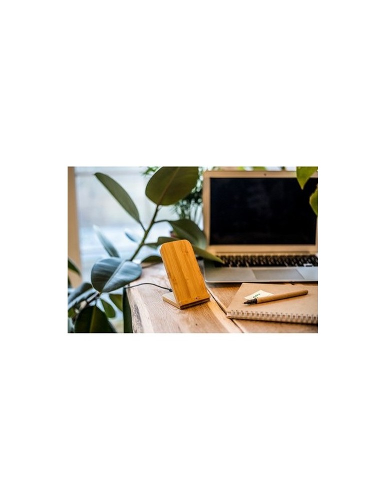 B'RIGHT chargeur sans fil en bambou 10W, support pour téléphone | Wilder