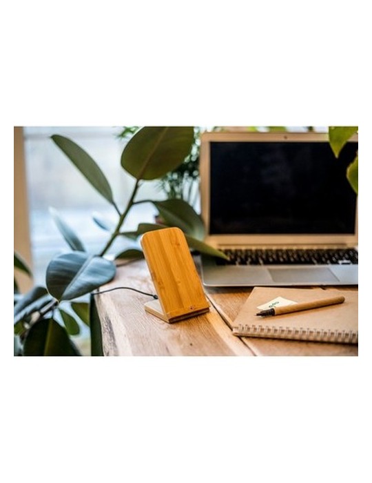 B'RIGHT chargeur sans fil en bambou 10W, support pour téléphone | Wilder
