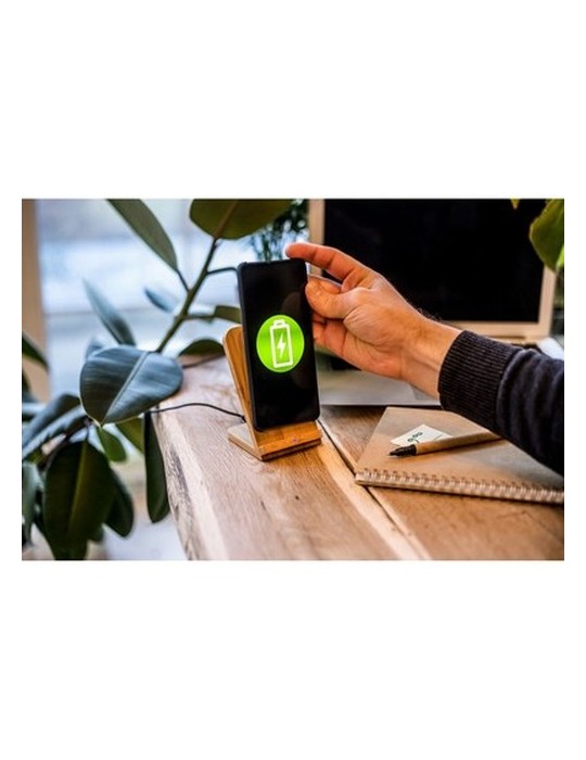 B'RIGHT chargeur sans fil en bambou 10W, support pour téléphone | Wilder