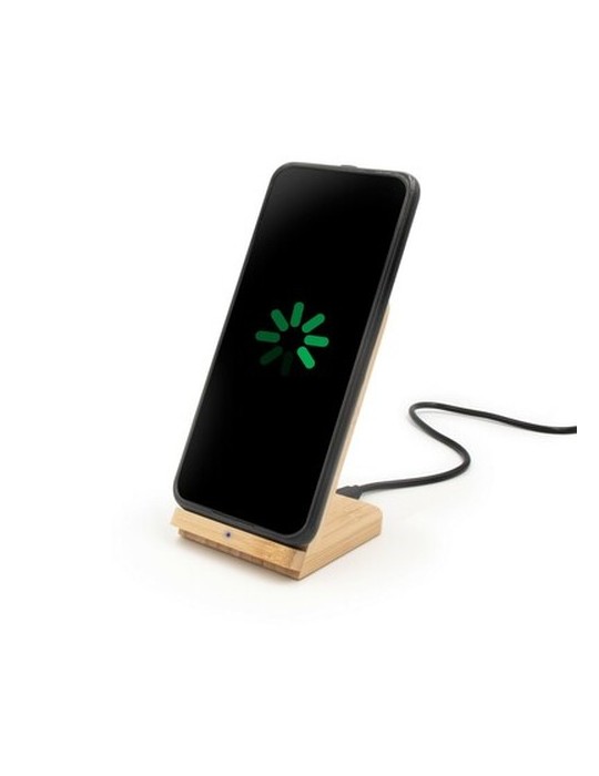 B'RIGHT chargeur sans fil en bambou 10W, support pour téléphone | Wilder