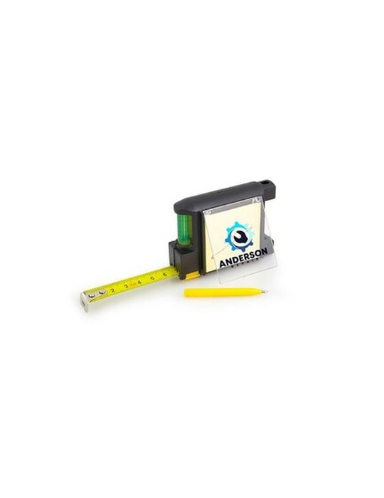 Mètre-ruban 2m, niveau à bulle, carnet, stylo bille | Lincoln