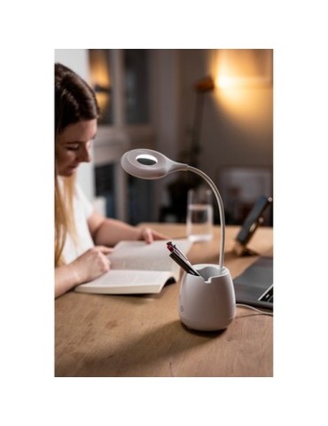 Lampe de bureau, enceinte sans fil 3W, support de téléphone portable, porte-crayons bureau | Asar 2
