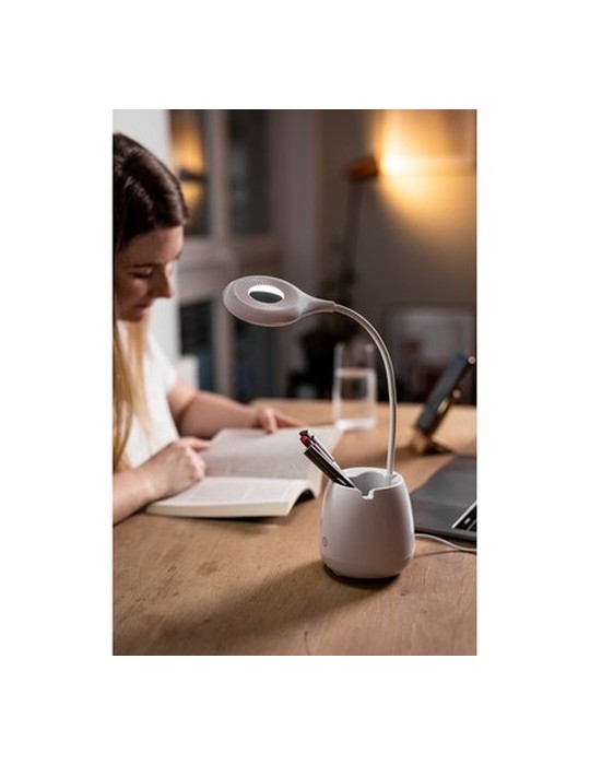 Lampe de bureau, enceinte sans fil 3W, support de téléphone portable, porte-crayons bureau | Asar