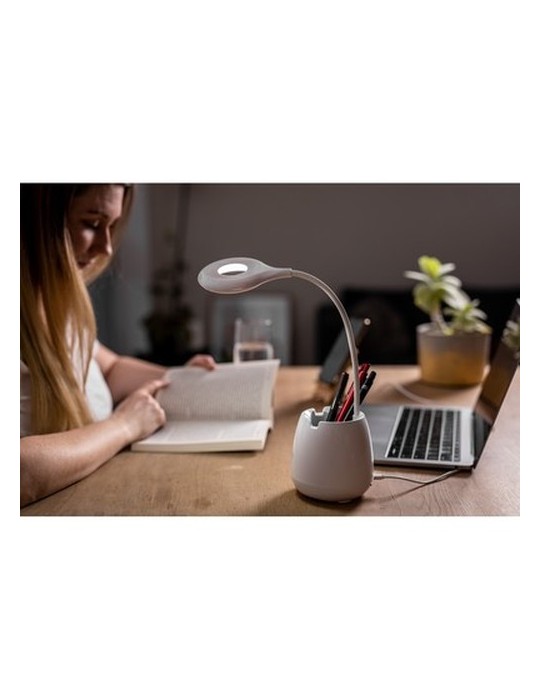 Lampe de bureau, enceinte sans fil 3W, support de téléphone portable, porte-crayons bureau | Asar