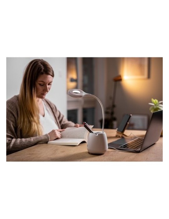 Lampe de bureau, enceinte sans fil 3W, support de téléphone portable, porte-crayons bureau | Asar