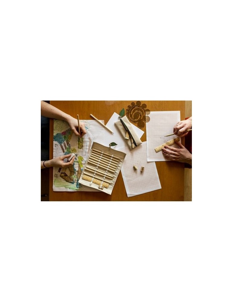 Set scolaire, trousse, 12 crayons, règle, gomme et taille-crayon | Kaleb