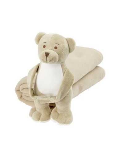 Ours avec une couverture | Phil Matières : polyester Couleurs : beige marquage laser ultra précis