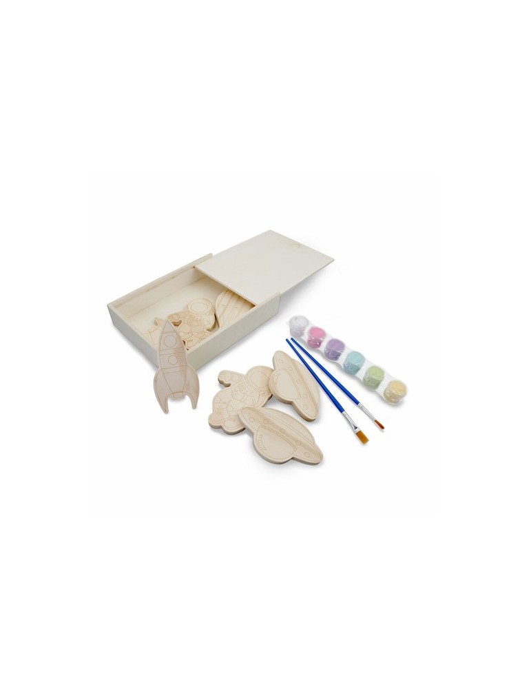 Set de blocs en bois pour la peinture, peintures et 2 pinceaux | Priya
