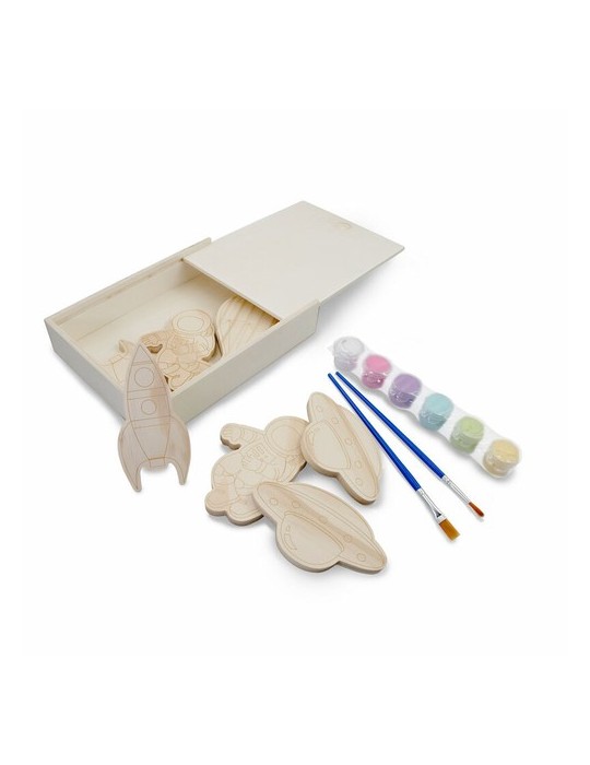 Set de blocs en bois pour la peinture, peintures et 2 pinceaux | Priya