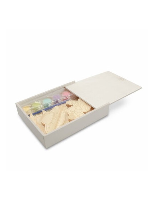 Set de blocs en bois pour la peinture, peintures et 2 pinceaux | Priya