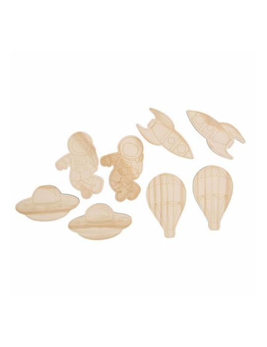 Set de blocs en bois pour la peinture, peintures et 2 pinceaux | Priya