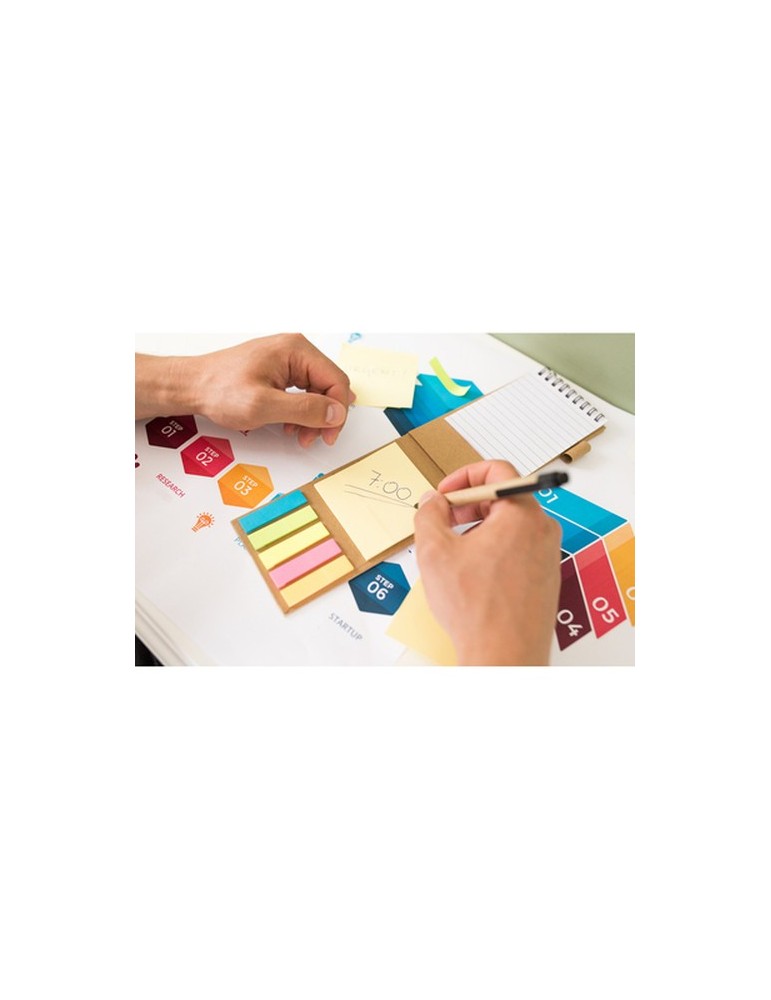 Porte-mémo, carnet, stylo à bille, notes autocollantes | Madelyn