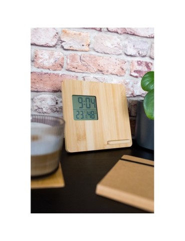 Chargeur sans fil en bambou 10W, station météo | Kahele 2