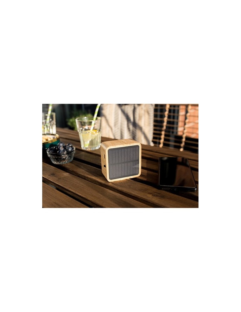Enceinte sans fil bambou 3W B'RIGHT, panneau solaire | Androwe