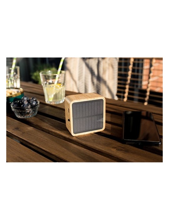 Enceinte sans fil bambou 3W B'RIGHT, panneau solaire | Androwe