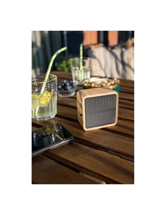 Enceinte sans fil bambou 3W B'RIGHT, panneau solaire | Androwe
