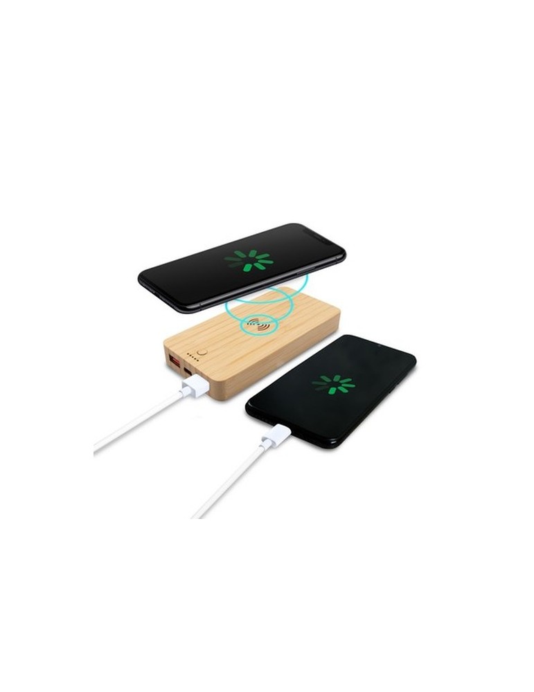 Power Bank sans fil en bambou 8000 mAh B'RIGHT, chargeur sans fil 15W | Benson
