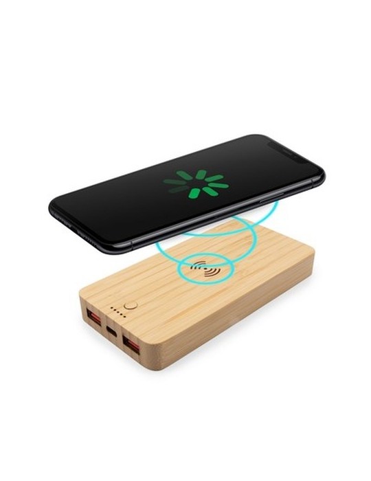 Power Bank sans fil en bambou 8000 mAh B'RIGHT, chargeur sans fil 15W | Benson