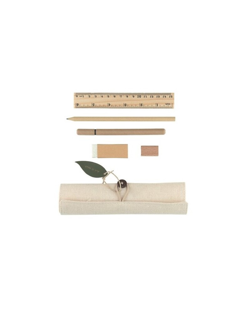 Set scolaire, trousse, crayon, stylo bille, règle, gomme et taille-crayon | Lauren