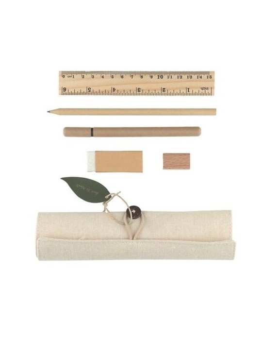 Set scolaire, trousse, crayon, stylo bille, règle, gomme et taille-crayon | Lauren