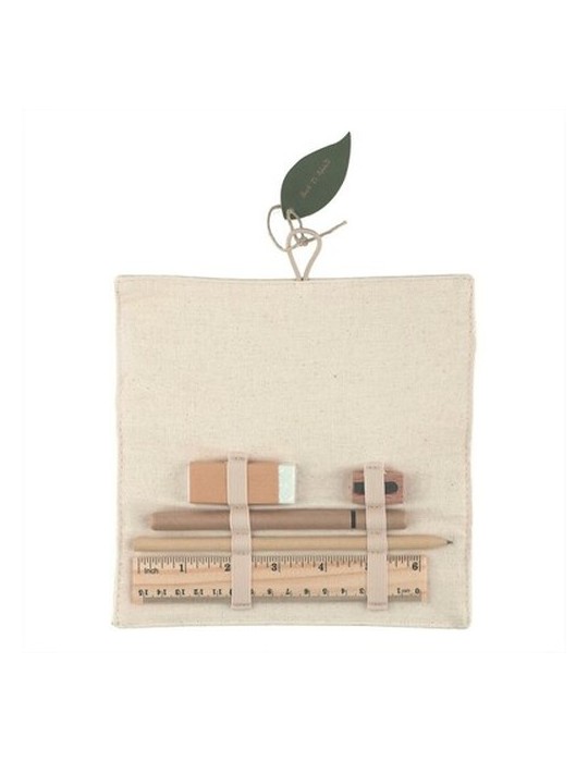 Set scolaire, trousse, crayon, stylo bille, règle, gomme et taille-crayon | Lauren