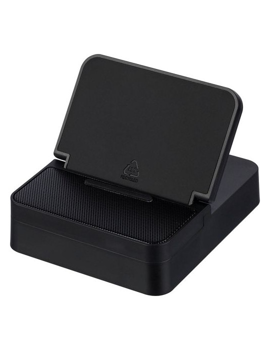 Power bank sans fil 3 en 1 en ABS recyclé Elias Matières : ABS recyclé Couleurs : noir personnalisable avec votre logo