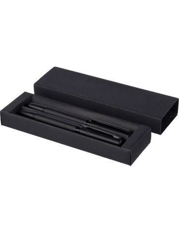 Parure de stylos en métal et laiton écologique Adel Matières : métal Couleurs : noir marquage laser ultra précis