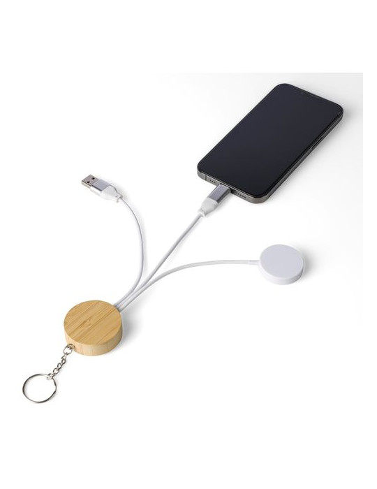 Câble de charge TPE Mei Matières : bambou Couleurs : brun cadeau entreprise pas cher