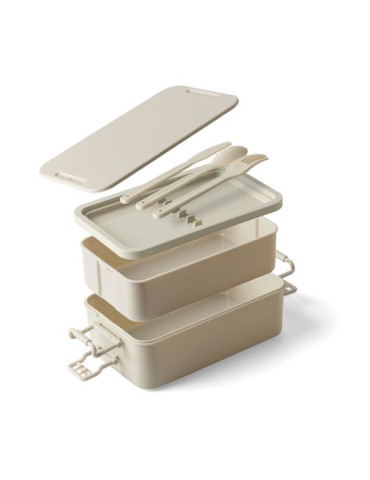Lunch box double compartiments en PP Siena Matières : polypropylène (PP) Couleurs : noir goodies personnalisé en stock